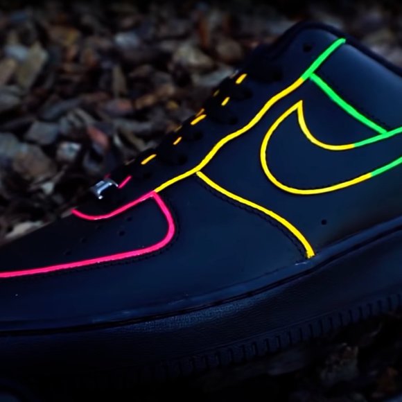 Nike Air Force 1 Black Neon Outline Custom Shoes Blue Green Yellow Pink All Size main image 15